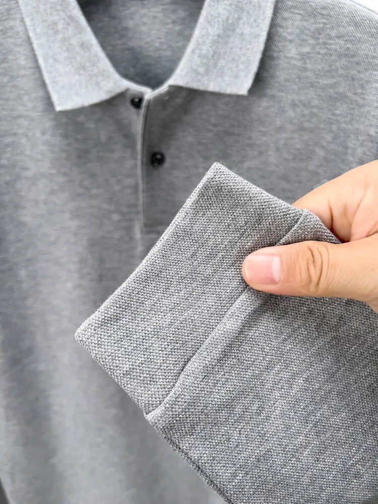 Polo homme à manches longues en coton premium – Élégance discrète et confort supérieur