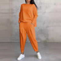 Ensemble Confort Moderne : Haut à manches longues + Pantalon - Orange / S