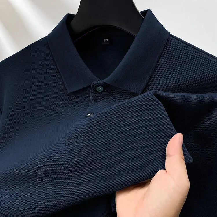Polo homme à manches longues en coton premium – Élégance discrète et confort supérieur